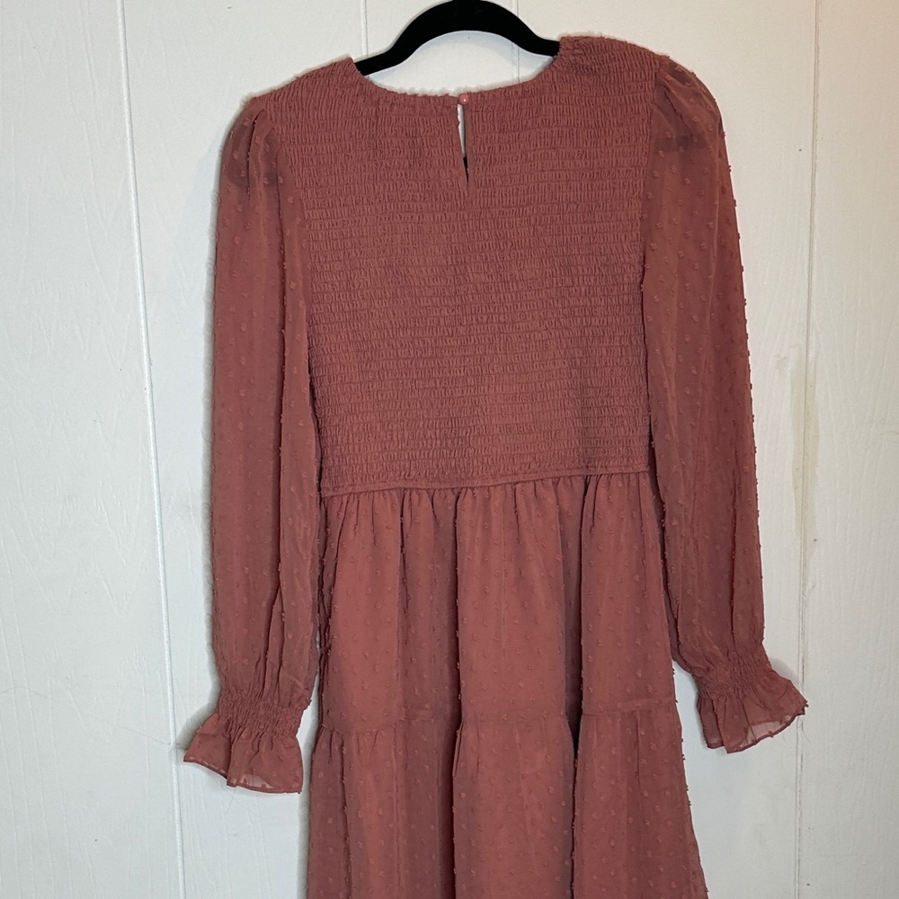 Elegant Long Sleeve Dress in Rose - Picture 9 of 13